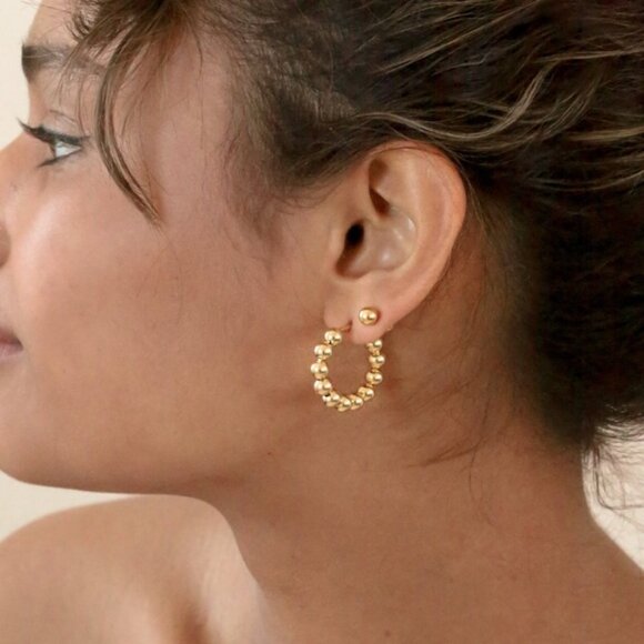 New 925 Sterling Silver Bold Beaded Earrings